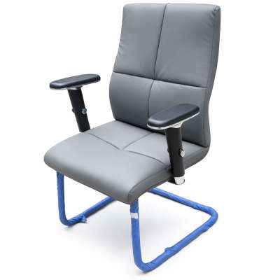 Visitor Office Chair – Grey PU Leather (Cantilever Frame)