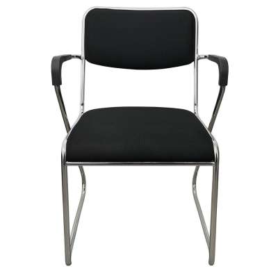 Visitor Office Chair – Black Fabric (Chrome Frame)