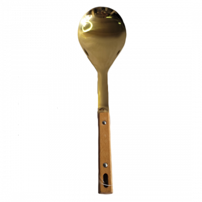 Gold serving Spoon with Wooden Handle