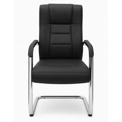 High-Back Visitor Office Chair – Black PU Leather (Chrome Frame)