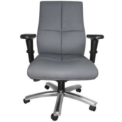Executive Office Chair – Grey PU Leather (Swivel Base)