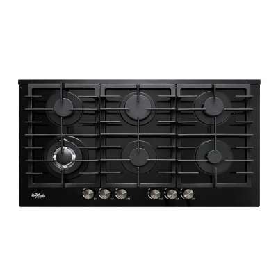 6-Burner Built-In Gas Hob – Black Glass