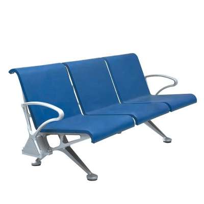 Three Seater Solid Blue Office Bench